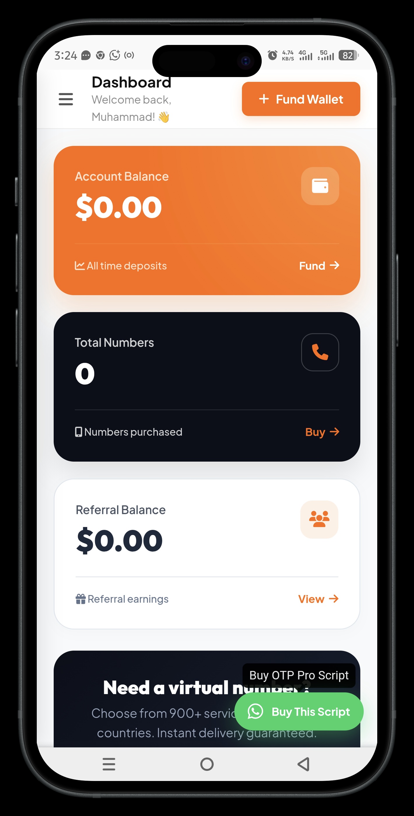 Virtual Number - OTP Website preview